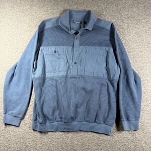 Vintage Sedgefield Polo Shirt Mens Large L Blue Long‎ Sleeve Grandpa Banded Hem